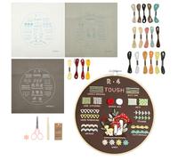 Kit de broderie pour adultes, kit de broderie pour débutants, pour apprendre 40 points différents, plantes, broderie au point de croix, contient du fil Kattune, une aiguille, un cadre à broder, des