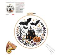 Kit de broderie pour débutant pour adultes, accessoires de bricolage sur le | Broderie DIY pour pratiquer et apprendre les projets de couture de couture, décoration de la maison, fêtes de vacances, F