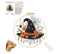 Kit de broderie pour débutant - Pour adultes - Motif Halloween - Bricolage | Kits de broderie pour débutants et débutants pour pratiquer et apprendre les projets de couture de couture