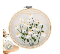 Kit de broderie pour débutants,Kit de broderie pour débutants | Kit de pratique de points de motif de fleurs avec instructions de modèle - Kit d'artisanat de point d'aiguille d'aiguilles de fils de ti
