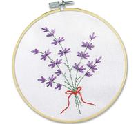 Kit de broderie pour débutants - Lavande - Kit de démarrage amusant pour broderie à la main avec motif estampé, fil pré-trié et cerceau en bambou - Pour enfants et adultes.