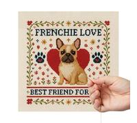 Kit de broderie pour débutants - Motif chien - 25 x 25 cm - Kit d'exercices pour apprendre à broder - Fabriqué à la main - Pour adultes, adolescents, pleine conscience, détente, temps de jardin