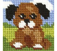 Kit de broderie pour enfants demi point de croix chien 9637 10,5 x 10,5 cm