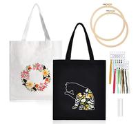 Kit de Broderie pour Sac en Toile - 2 Pièces - Avec Motif et Instructions (Français Non Garanti) - pour Adultes et Débutants - Sac de Transport Inclus