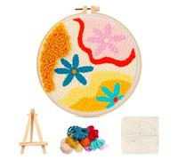 Kit de Broderie Punch Needle pour Débutants, Kit de Démarrage Broderie à l’Aiguille à Poinçonner pour Adultes, Kit de Broderie avec Support Tambour Enfileur Notice pour Broderie DIY Décoration Maison