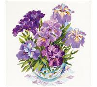 Kit de broderie Riolis - Fleurs violettes dans un vase, motif de comptage