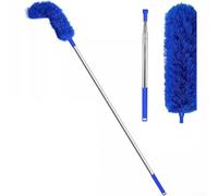 Kit de brosse de nettoyage de gouttière avec manche télescopique en aluminium de 0,6 m à 2,5 m pour un entretien sûr du toit et des gouttières de camping-car sans échelles (bleu)