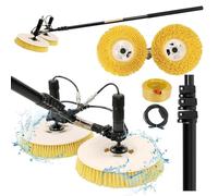 Kit de brosse de nettoyage pour panneau solaire et poteau - Brosse télescopique réglable - Double tête de 65 cm - Machine à laver pour fenêtre extérieure - Nettoyeur automatique de panneaux solaires