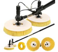 Kit de brosse de nettoyage pour panneau solaire extérieur avec tige télescopique de 7,5 m, tuyau d'eau de 29 m, cordon d'alimentation de 17 m, tête de brosse double rotative de 65 cm
