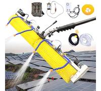 Kit De Brosse De Nettoyage Pour Panneau Solaire ExtéRieur | Brosse Nettoyante Extensible 2m-8m | 360° brosse rotative (100 cm)| Tuyau D'Eau 10m |Cordon D'Alimentation 10m,sec et humide ,6m