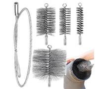 Kit de brosse de ramonage | Nettoyant inoxydable | Kit de brosse de ramonage - Ensemble de brosses métalliques en acier inoxydable, nettoyant flexible ignifuge pour cheminée