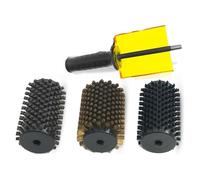 Kit de brosse de ski, axe de manche de brosse, kit de brosse de cire de snowboard avec 3 brosses en nylon, laiton, crin de cheval pour épilation, poignée de ski rotative kit à utiliser sur perceuse