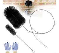 Kit de brosse flexible pour cheminée avec 2 brosses pour nettoyage de tuyaux de four et de poêle, fil d'acier pour un entretien fiable de la cheminée