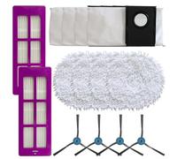 Kit de brosse latérale de rechange pour Eureka J15 Pro Ultra avec 2 filtres, 4 chiffons de balai, 4 sacs à poussière et 4 brosses latérales pour un nettoyage efficace (A)