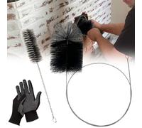 Kit de brosse pour tuyau de poêle et brosse de cheminée, balai de cheminée, avec tige de poussée, brosse de nettoyage en fil d'acier, brosse de ramonage, brosse pour cheminée, tuyau de poêle