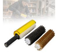 Kit De Brosse Rotative pour Skis Et Snowboards De 300 Mm, Comprenant 3 Brosses en Nylon, Laiton, Manche Et Axe, Ainsi Que des Crins De Cheval pour Le Fartage. Compatible avec Une Perceuse