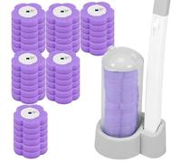 Kit de brosse WC jetable avec manche allongé et support - Kit de brosse WC avec 36 recharges nettoyantes, éponge - Brosses de salle de bain pour nettoyage de lavabo et baignoire (lot de 2, gris)