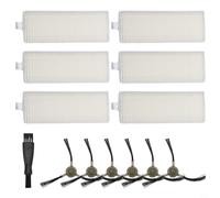 Kit de brosses latérales filtrantes pour aspirateur robot OKP Life K2 K3 K4, pour robot aspirateur Lefant M210, M210S, M210B, M213, 6 filtres HEPA, 6 brosses latérales, 1 brosse de nettoyage