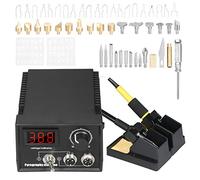Kit de brûleur à bois HUIOP 60 W 220 V Kit d'outils pour brûler le cuir du bois avec pyrogravure de poêle à bois 55 pièces Température réglable 32 ℉ à 1472 ℉ Fer à souder électrique Kit de fer à