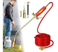 Kit de brûleur de mauvaises herbes 2025 pour chalumeau au propane - Lanceur de flamme robuste pour désherbage, toiture, fonte de glace - Buse et tuyau réglables (options de 30/35/50 mm) (50 mm, double