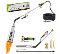 Kit de brûleur de mauvaises herbes au propane, torche à haut rendement avec auto-allumage et déclencheur turbo, chalumeau de soufflage robuste pour désherbage, fonte de neige, barbecue, travail sur