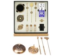 Kit de brûleur d'encens - 10 cônes à refoulement pour encens en bois d'agar, accessoires en laiton pour yoga et méditation, essentiels de parfum d'intérieur