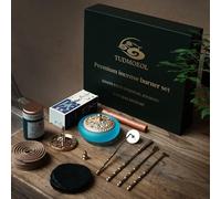 Kit de brûleur d'encens en poudre dans une boîte cadeau - Ensemble complet de brûleur d'encens en poudre avec encens et outils de presse pour le yoga, la méditation et la relaxation (bleu)