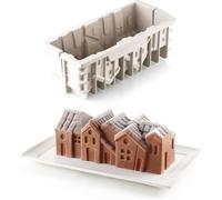 Silikomart - Moule à gâteau en silicone Modern WINTER VILLAGE - antiadhésif 3D, 88×218×80 mm