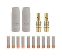 Kit de buse de torche de soudage, 14 pièces 15AK avec revêtement en cuivre, manchons de soudage blindés antiadhésifs sans gaz pour le travail professionnel des métaux (1,2 mm)