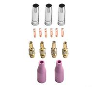 Kit de buses de soudage avec embouts et supports de 1,0 mm pour équipement MIG MAG, compatible avec les torches de soudage 15AK MB15, comprend des buses en laiton cuivre et