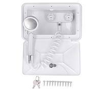 Kit de cabine de douche extérieure avec tuyau rétractable de 1,5 m et robinet extérieur, unité réglable d'eau chaude et froide pour camping-car et bateau, système verrouillable