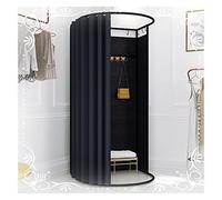 Kit De Cabine D'Essayage pour Magasin De Vêtements - Cabine D'Essayage Mobile - Rideau D'Intimité avec Rail D'Atterrissage en Métal Et Crochet À Boule pour Bureau,Black-100x95x200cm