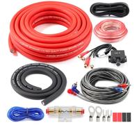 Kit de câblage pour caisson de basses de calibre 4 1200 W avec bouton de | Kit d'installation d'amplificateur de voiture, avec câble d'alimentation CCA de 5,2 m, câble RCA, fil de haut-parleur
