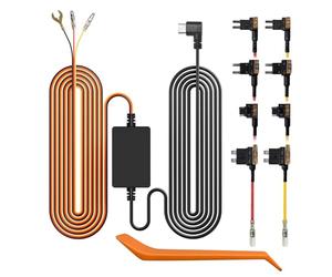 Kit de câblage WOLFBOX USB C 4A 3,5 m pour toutes les caméras de tableau de bord WOLFBOX, conversion 12-24 V à 5 V, avec protection contre la décharge de batterie.