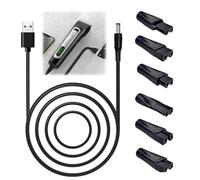 Kit de câble de chargeur de rasoir électrique USB de rechange avec 6 têtes de cordon de charge, cordon adaptateur de tondeuse à barbe compatible avec Philips, Whal Clipper, Kemei, Babybliss et plus
