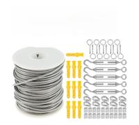 Kit de Câble en Acier Inoxydable Câble en acier inoxydable 304 enduit de PVC, câble jardin, garde-corps, Kits rouleaux clôture fil métallique for tente extérieure, corde nettoyage(30M)