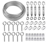 Kit de câble métallique en acier inoxydable de 30 m/2 mm avec tendeur de fil robuste M5, kit de rouleau de fil de clôture, ki