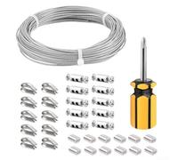 Kit de câble métallique en plastique et acier inoxydable plaqué nylon pour extérieur, jardin, résistance à la rouille avec finition polie miroir de qualité supérieure (30 mètres)
