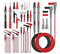 Kit de Cable Multimetre, Proster 24PCS Kit de Cordon Multimètre Sondes de Test Pince Mètre Avec Embouts Interchangeables Crocodile Pince à Epiler Crochets de Test Adaptateurs Fiche en forme de U
