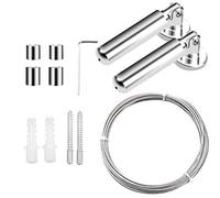 Kit de Câble pour Rideau Acier Inoxydable, Tendeur de Câble Set, Cimaise pour Tableau, 5m Rideau Fil avec Ferrures pour Extérieur Intérieur