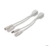 Passive PoE Cable Kit 1x Splitter PD cable, 1x Injector PSE cable, White