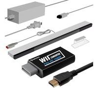 Kit de câbles Wii 4 en 1 - Bloc d'alimentation AC + convertisseur Wii vers HDMI + barre de capteur filaire + câble AV de composants pour Nintendo Wii (noir U)