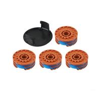 Kit de cache-bobine et de bobines de fil pour débroussailleuse McGregor MET3525 MET4530 MET6032 GT25 GGT350A1 GGT3503 Compatible avec Worx WG100E WG101E PVC 1 couvercle 4 bobines