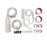 Kit de cache-tuyau universel en acier inoxydable pour radiateur avec 18 pièces pour véhicule, kit de cache-tuyau flexible en acier inoxydable pour carburant (rouge)