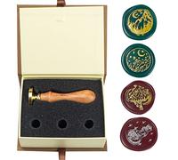 Kit de cachet de cire,Ensemble de tampons de cire ANBOSE Moon avec 4 têtes en laiton amovibles et 1 manche en bois, tampon de cire à cacheter Star Moon pour cartes, invitations