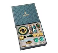 Kit de cachet de cire - Kit de tampons de cire à cacheter créatif, cuillère chauffante pour enveloppes, invitations, lettres, bricolage, cadeau vintage, poignée en bois, tête de sceau, granulés