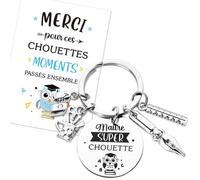 Kit de Cadeau Maître Porte Clé Breloques Maître Super Chouette Porte Clef Pendentif et Carte Voeux Enveloppe Cœur Remerciement de Cadeau Maitresse École Fin d'Année Graduation