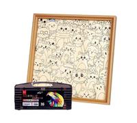 Kit de Cadre pour Puzzle - Mignon en Bois Éducatif Et Amusant - Jouets Puzzle Cadre Photo Chat Dessiné Main,pour Décoration Éducation Exposition Garçons Maison Intérieur École Salle de