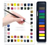 Kit de cahier d'aquarelle pour débutants, livre de coloriage à l'eau avec 12 peintures aquarelle et pinceau, ensemble d'art facile pour adultes, enfants et adolescents, art floral adapté aux débutants