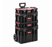 Kit de caisse à outils - Qbrick System - Bac 100 Flex - 6-en-1 - Sur roulettes - Noir
